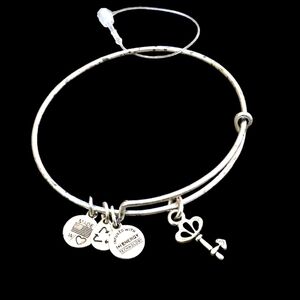 Alex and Ani Crystal Skeleton Key Charm Bangle in Silver-Tone Brass